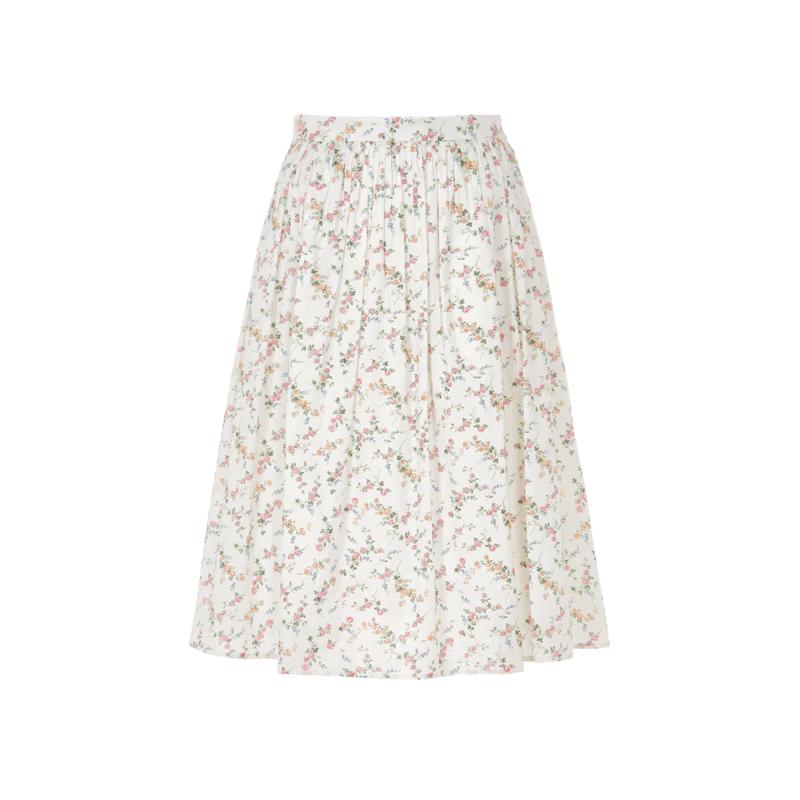 LANCY Printed A-Line Cotton Umbrella Skirt M
