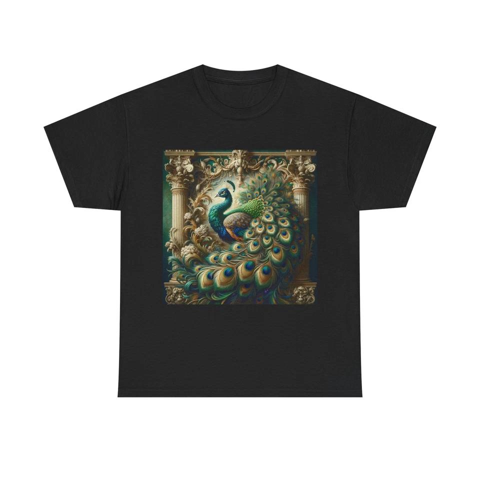 Unisex Adult T Shirt Opulent Peacock in Baroque Splendor 2XL