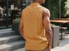 Camicia da uomo casual europea senza maniche in lino con bavero