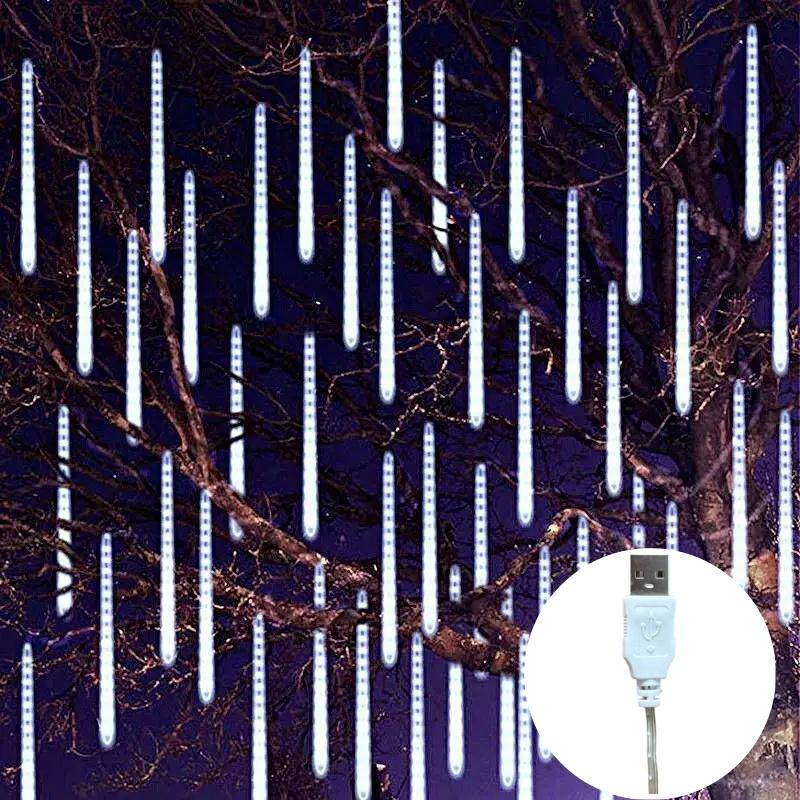 30/50cm USB Powered LED Meteor Shower Light Holiday String Light Waterproof Fairy Garden Decor Outdoor Street Garland Christmas