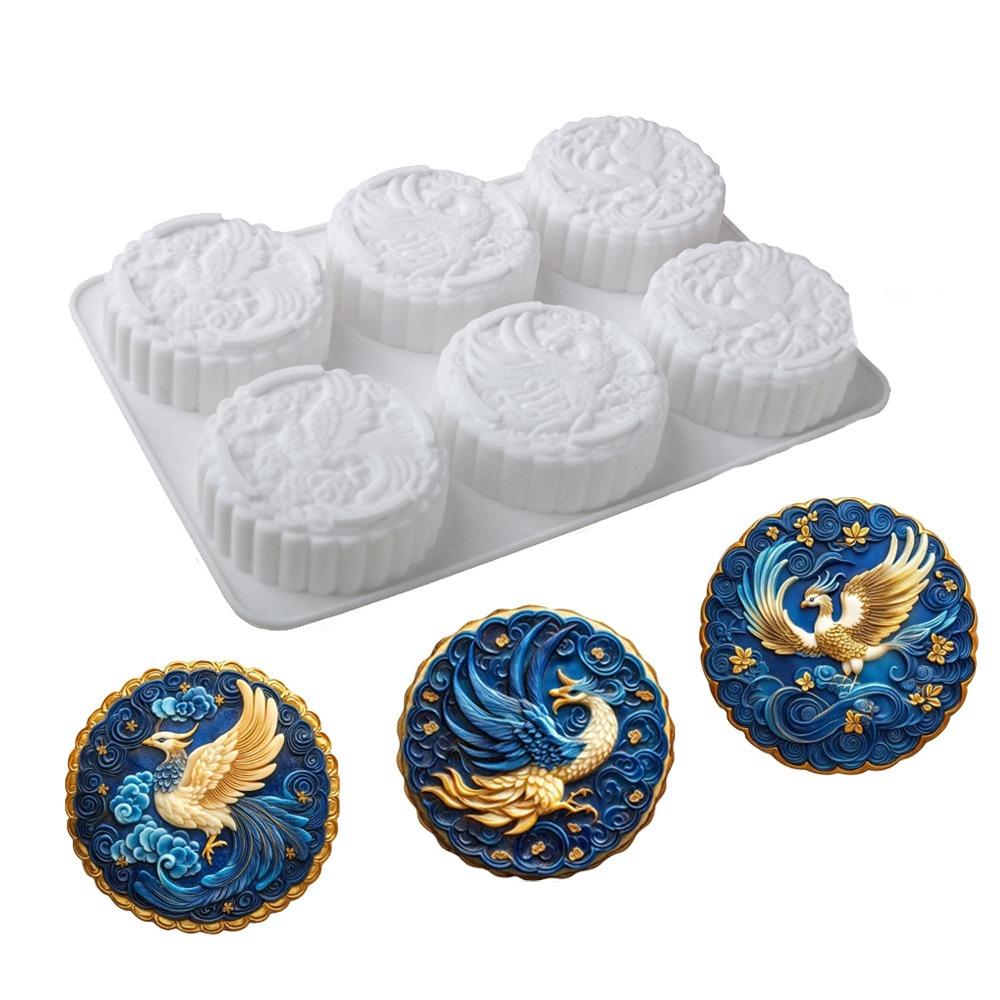 Silicone Auspicious Clouds Mooncake Mold 6 Cavities Mung Bean Cake Mold Soap Mold  Kitchen