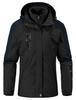 Gopune Women's Outdoor Jacket, Fleece-Lined 3-in-1 Mountain Parka, Windbreaker Hiking Coat, Detachable Liner, Spring Autumn Winter, Black L