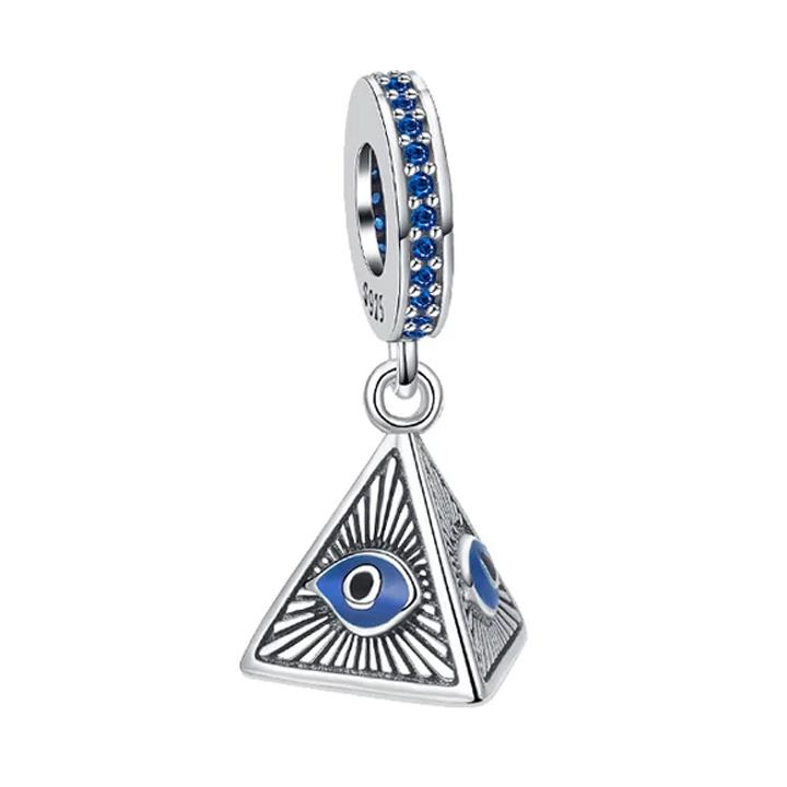 New Copper Blue Eyes Pyramid Pendant Bead Fit Original Charms Bracelet Bangle Trinket Jewerly Accessories