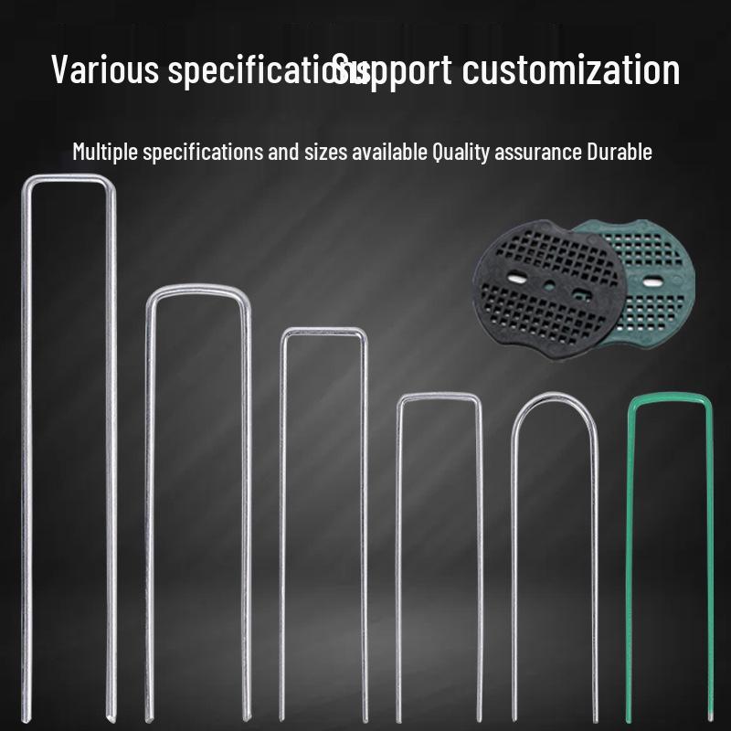 Customized Galvanized U-Shaped Ground Stakes with Washers for Weed Barrier and Landscape Fixing