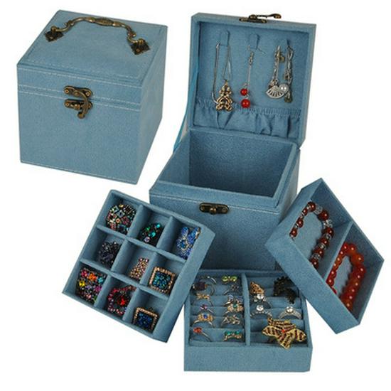 GUANYA Velvet Three-Layer Jewelry Box, Available In Various Colors