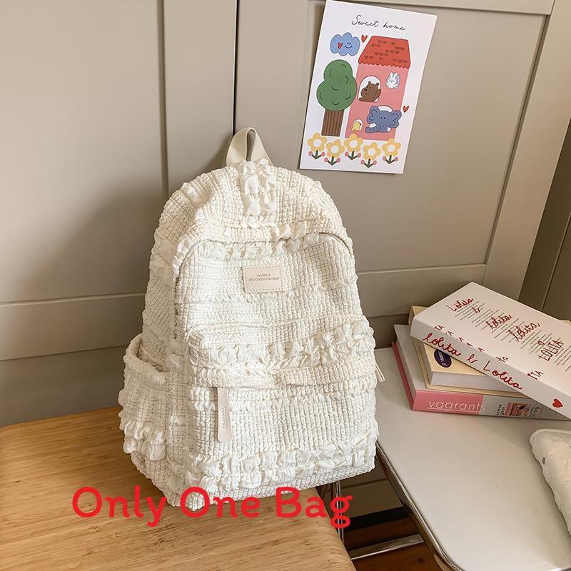 Nylon Sweet Style College Backpack With Macaron Colors For Girls And Teens S белый