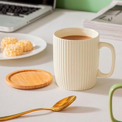 Vertical Grain Ceramic Mug 400ml Breakfast Cup Ins Style Coffee Cup  Office