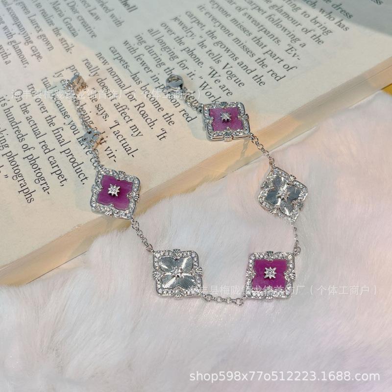 Buccellati Armband Kleeblatt Fünfblättrig Laser Diamant Doppelseitig Mädchen Retro Hof