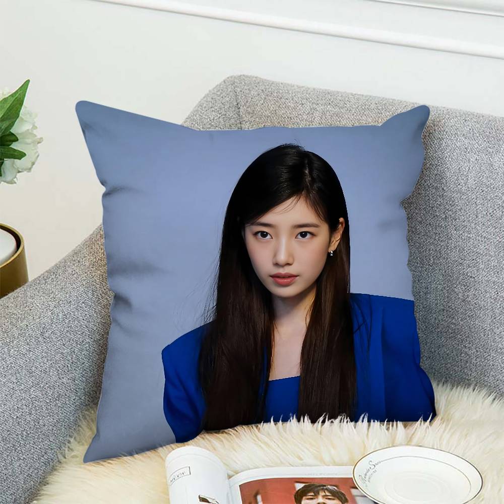 KPOPBBae Suzy Pillow Case Sofa Decorative Home Doublesided Print Plush Square Throw Pillow Cushion Cover