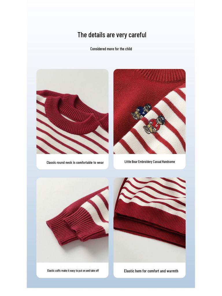 Europäischer dicker Strickpullover für Jungen für das Neue Jahr 2025 - Herbst/Winter Kleinkind- und Kinderbekleidung