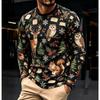 Autumn Men's Long Sleeve Top Fashion Comfortable Christmas Elk Theme 3D Print Printed Crew Neck Holiday Party Casual Versatile T-shirt
