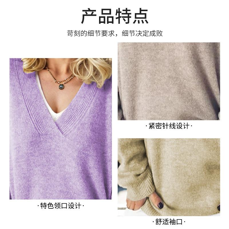 Top a Maglia da Donna Girocollo Pullover Capo Esterno Maglione Autunno e Inverno Maniche Lunghe Colore Unico Pullover Versatile e Sottile