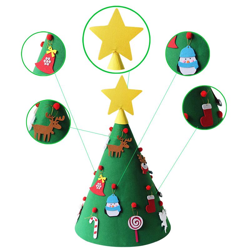 Happy New Year 3D DIY Felt Christmas Tree Kids Gift Ornaments Home Merry Christmas Decoration