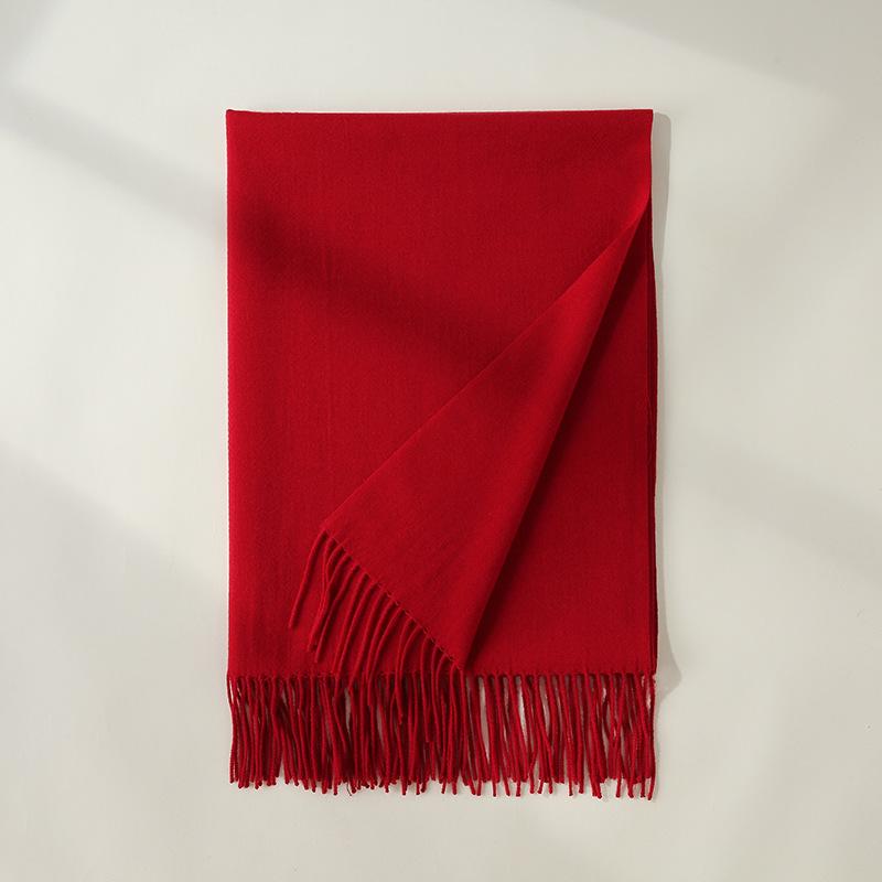 Imitation Cashmere Scarf Autumn and Winter New Solid Color Mid Length Warm Scarf Japanese and Korean Sweet Fashion Tassel Scarf