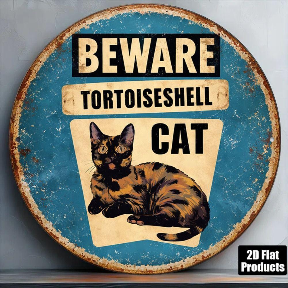 Metal Cat Wall Decor Tin Sign Gift For Friend 15x30cm Vintage Home Art