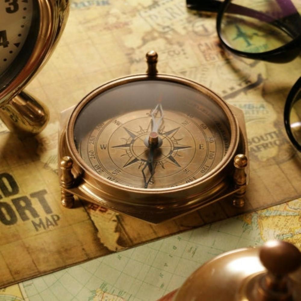 

Коричневый латунный антикварный компас с шестью углами, винтажный компас, антикварный компас, как