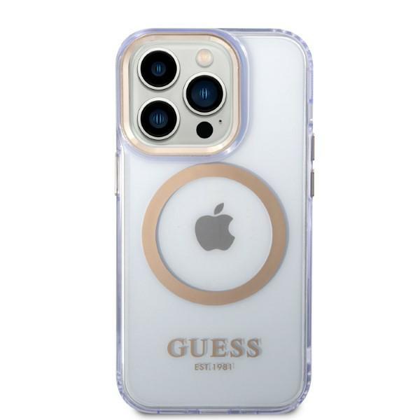 Guess Guhmp14Xhtcmu Iphone 14 Pro Max 6,7 Purpurowy/Purple Hard Case Gold Outline Translucent Magsafe