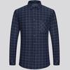 Camicia da uomo autunno inverno business risvolto manica lunga monopetto camicia formale slim fit stampa scozzese fodera in pile spesso top