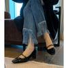 French Square Head One-word Buckle High Heels Women's 2025 New Thick Heel Single Shoes Temperament Shallow Mouth Mary Jane Women's Shoes