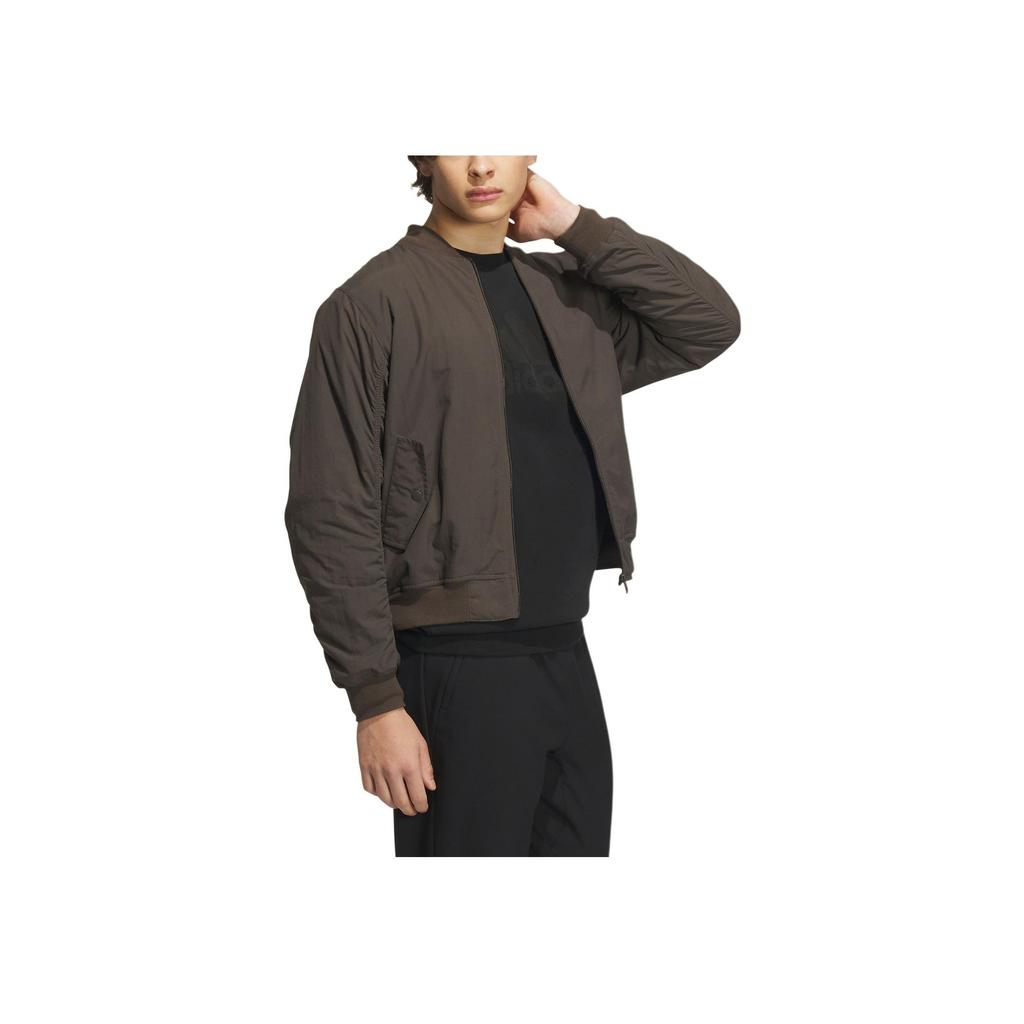 Adidas Bomberjacke Solide Passform Reißverschluss Langarm Sportjacke Herrenjacken Dunkelolivgrün IT6070