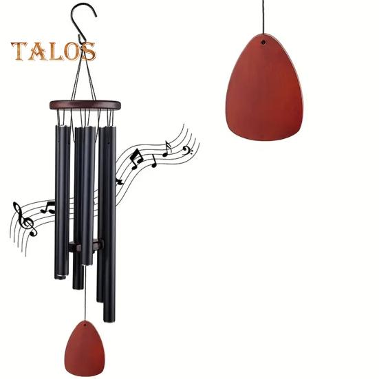 Retro-Windspiel mit 6 Aluminiumröhren und S-förmigem Haken, natürliche, beruhigende Melodie, Vintage-Windspiel für Garten, Terrasse, Außenbereich, zum Aufhängen, Windglocken-Dekoration