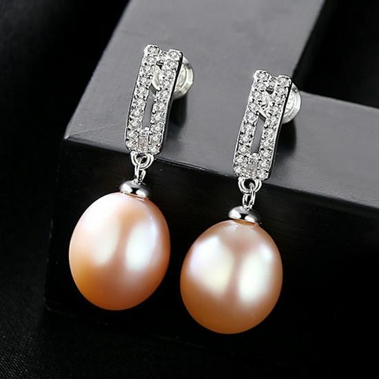 PAG&MAG Pearl Stud Earrings: S925 Sterling Silver, 3A Zircon, 9 Freshwater Pearls