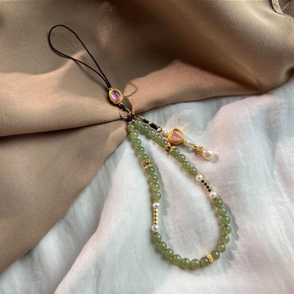 Hanging Ornaments Mobile Phone Chain Vintage Antique Green Wrist Rope Pendant  Women