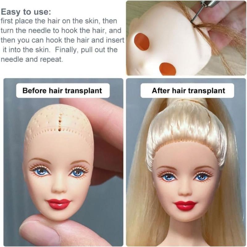 Creative Doll Hair Restoration Set With Wooden Handle And Metal Needle For Custom Hairstyles
