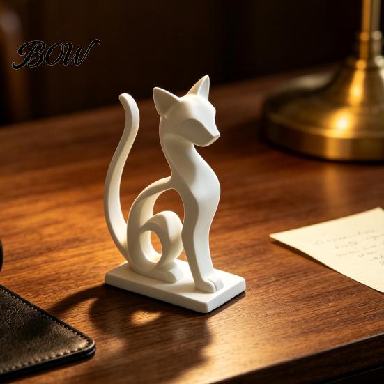 Fine Craftsmanship Collectibles Minimalist 3D Printed Cat Figurine, Decorative Animal Statue Ornament, Creative Elegant Gift for Home Small
