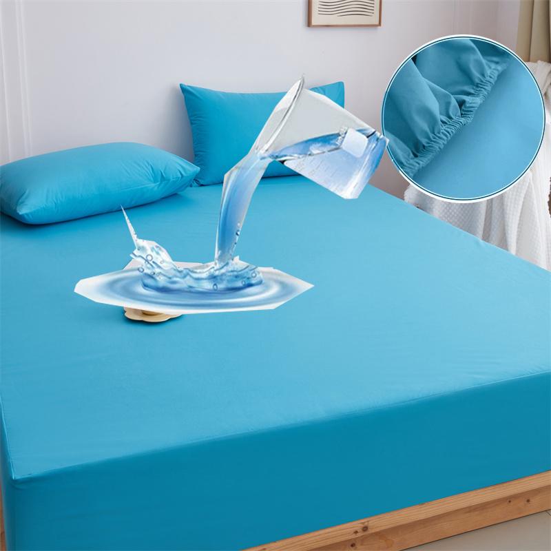 100% Waterproof Mattress Cover with Deep Pocket Solid Color Anti-mite Fitted Bed Sheet Mattress Protector Bed Cover King Queen