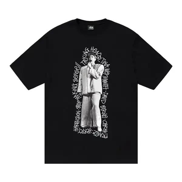 Black Vintage T-Shirt Talking Heads David Byrne Band Portrait Handwritten Text