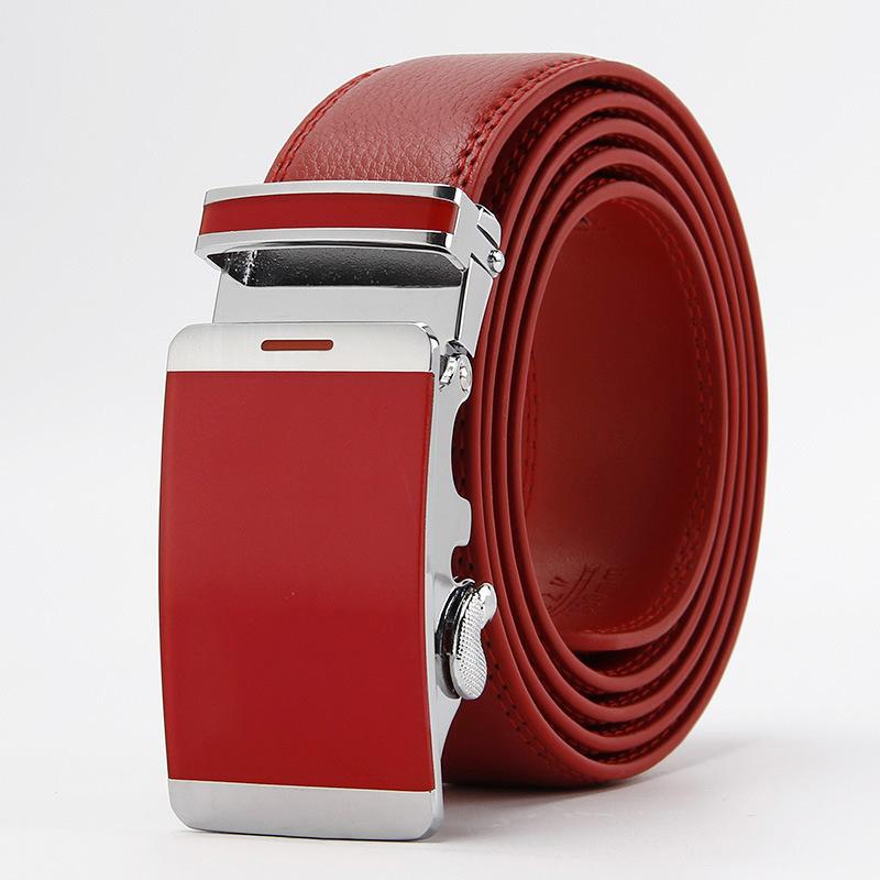 

Новый продукт Классический красный ремень Мужской ремень из натуральной кожи коровьей кожи Деловой повседневный ремень Ремень 110-130cm