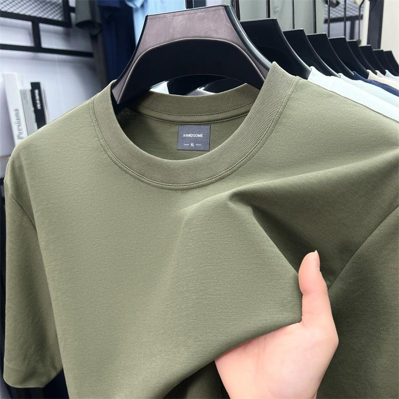 High Quality Men's O-Neck Short Sleeve T-Shirt Summer Arrival Solid Color Simple Ventilate Casual Versatile Sports Men'swear