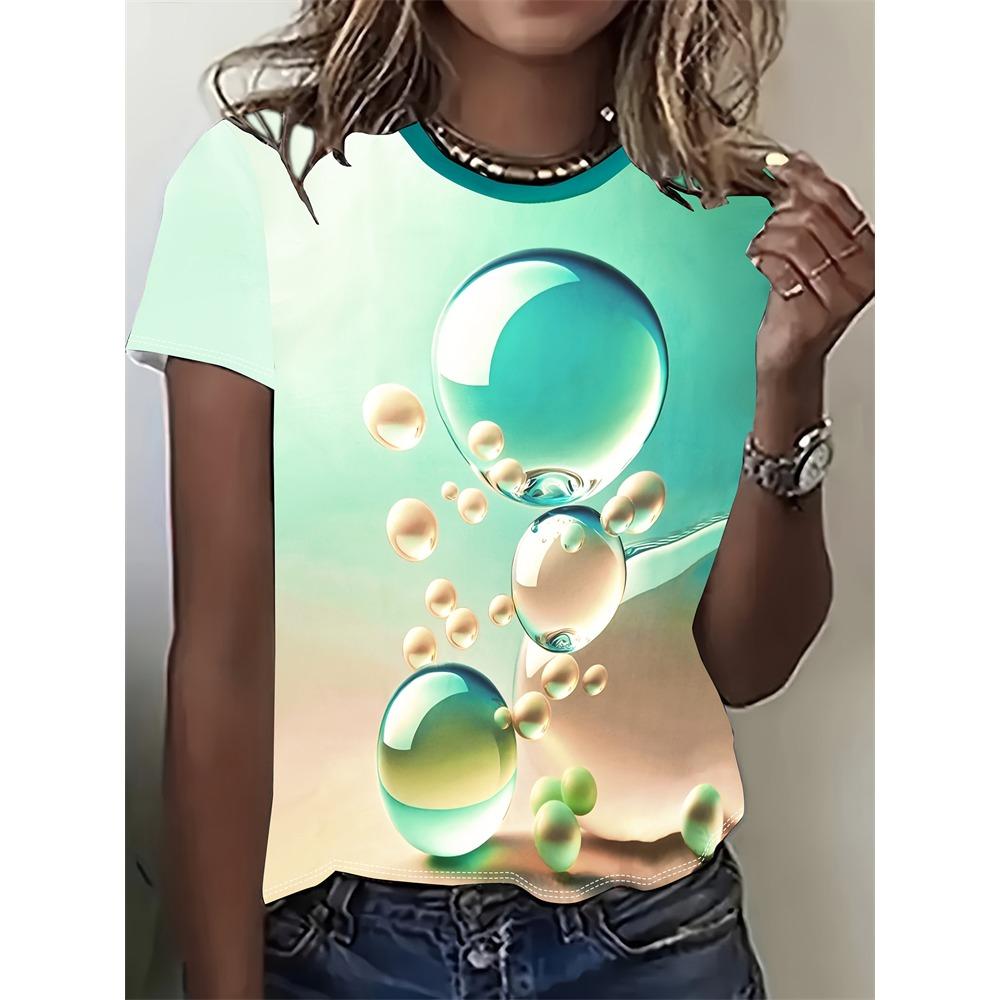 Summer Women's T Shirt Vintage Patchwork Pattern Tee Short Sleeve Women's Casual Short Sleeve Tee Round Neck Commuter Clothing