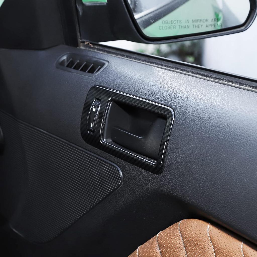 RT-TCZ Carbon Fiber Inner Door Grab Handle Cover Frame ABS Decor Trim Interior Accessories for 2004-2014 Ford Mustang