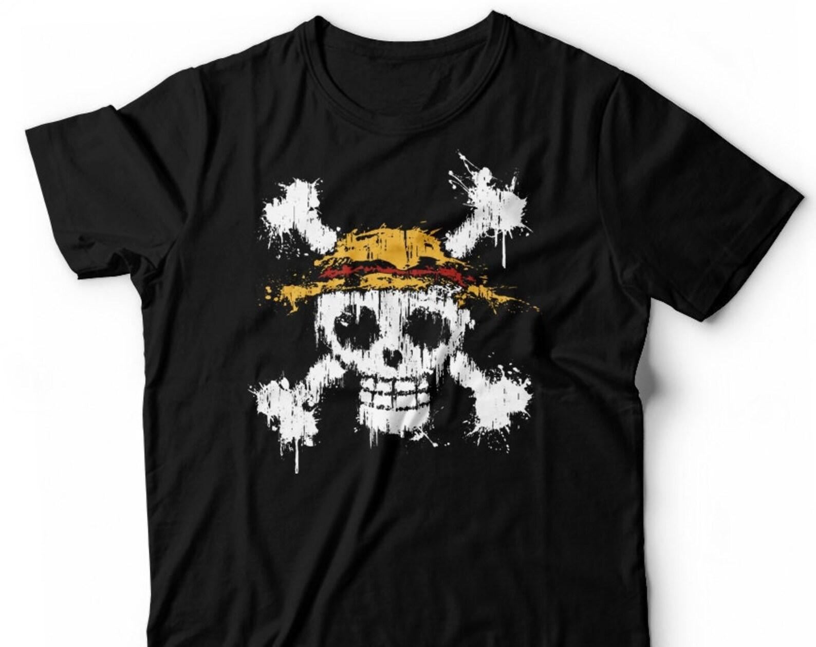 Jolly Roger T-Shirt - Straw Hat Pirates T-Shirt Rubber Skull XL