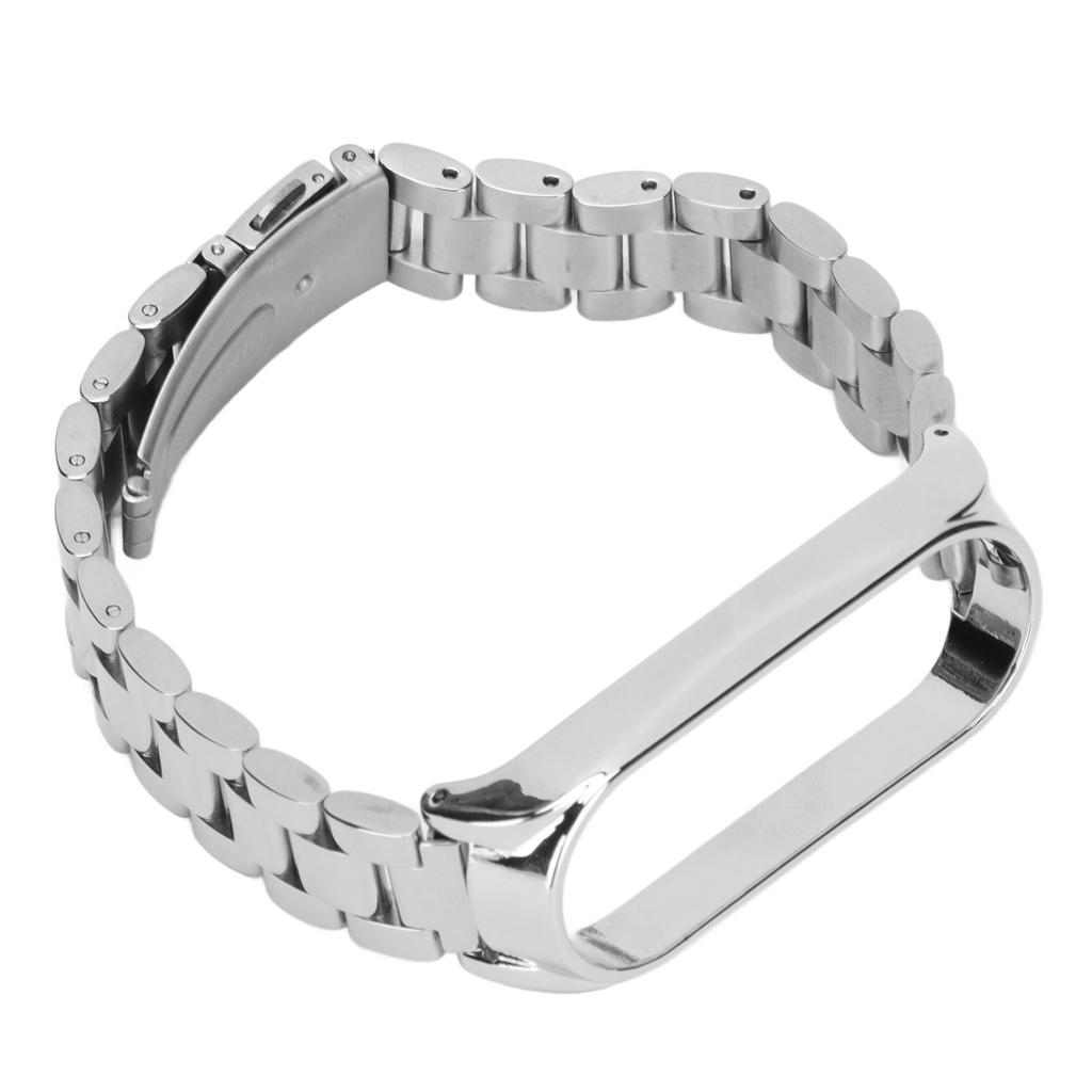Smartwatch Wrist Band Strap Stainless Steel Anti Lost with Double Latch Folding Buckle for Mi Band 6Silver