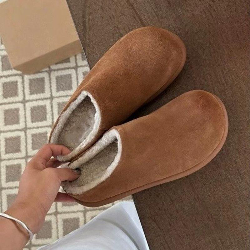 Mao Mao Shoes Velvet New Winter One-pedal Bag Head Shoes Thick Sole Cold-proof Warm Cotton Slippers