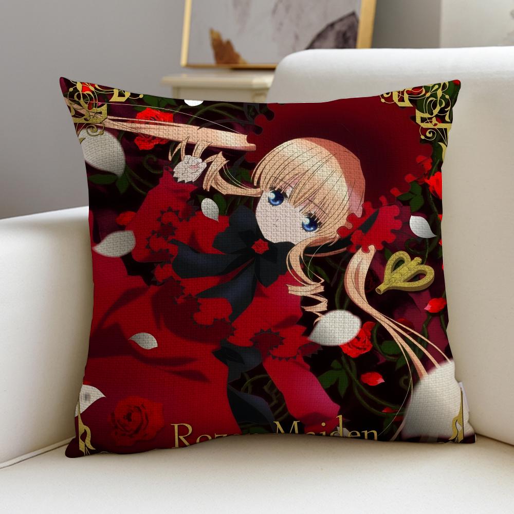 Anime RRozen MaidenS Cushion Cover Breathable and Skinfriendly Linen Pillowcase Square Removable and Washable Cushion