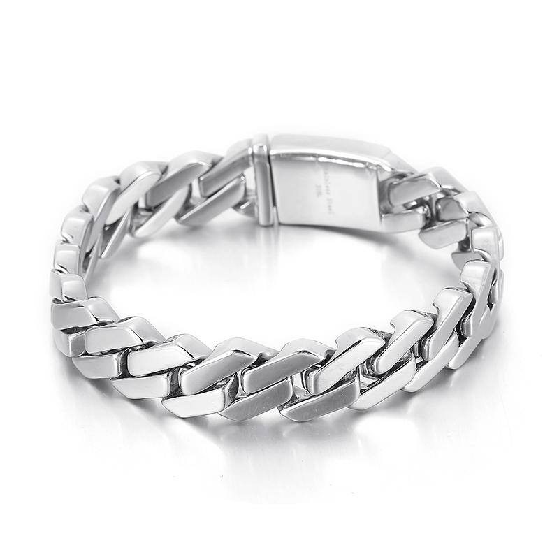 

Kalen 12mm Trend Curbs Cuban Chain 316L Stainless Steel Men s Bracelet Popular Simple Jewelry Punk Link 20cm