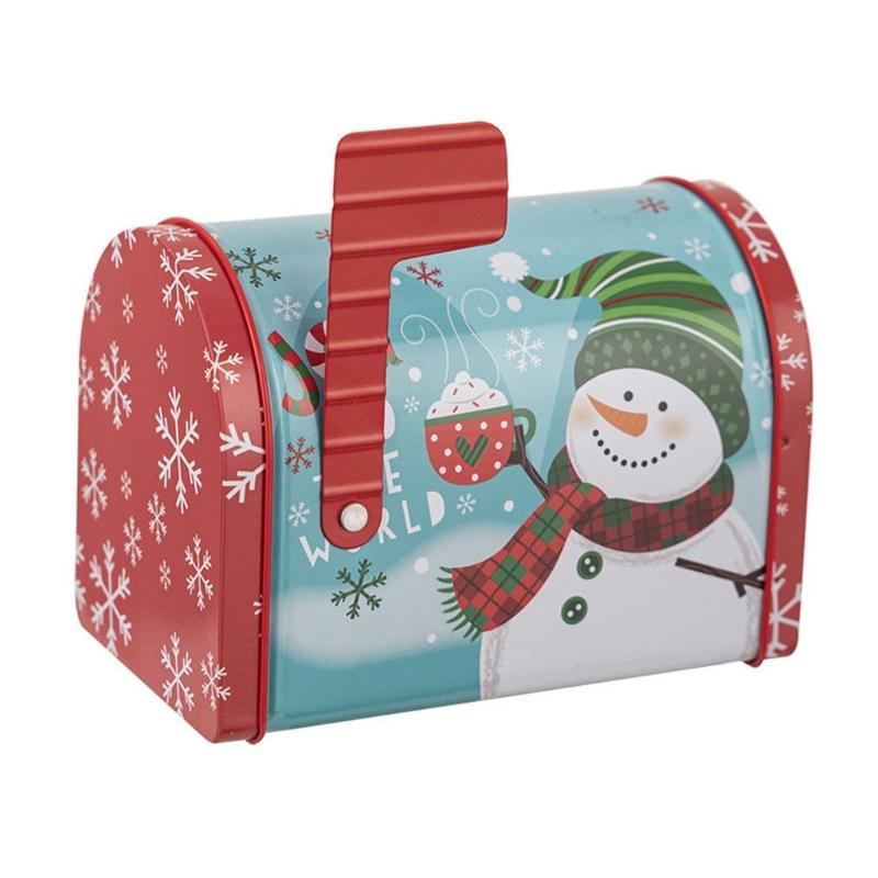 

Christmas Celebration Tin Mailboxes Shaped Sweet Treat Holder Box for Candies and Gifts Decorative Metal Candy Holder