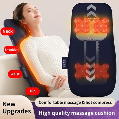Hochwertiges Wiederaufladbares Heißkompressen-Massagekissen Lendenwirbelstütze Massagegerät 3 Stufen Nackenkneten Rücken- & Ganzkörper-Massageauflage