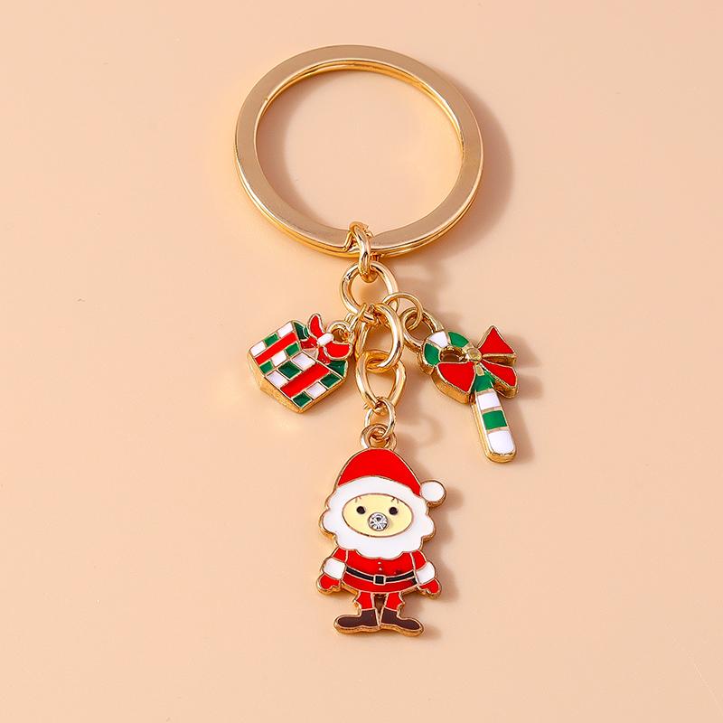 New Enamel Christmas Keychain Snowman Santa Claus Key Rings for Car Key Holder Women Girl's Handbag Pendants Jewelry Gifts