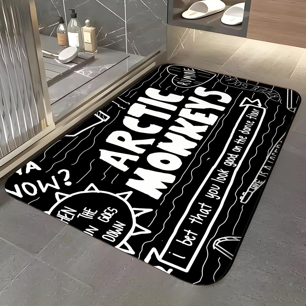 Band A-Arctic Monkeys Floor Mat Soft Flannel Entrance Door Mat Non Slip Absorbent Bathroom Bedroom Floor Rug