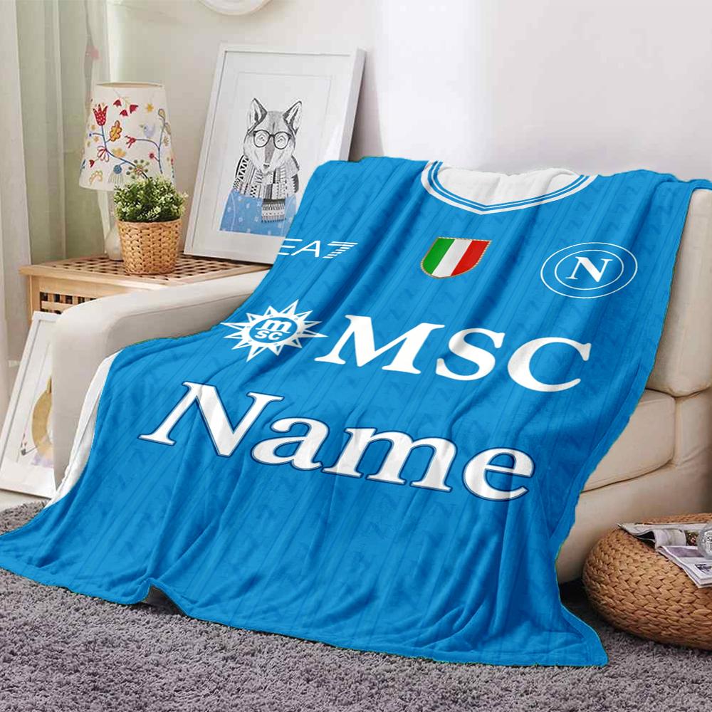 Custom Name Napoli Theme Printed Blanket Perfect For Couch Bed Travel Outdoor Use Machine Washable Cozy Durable