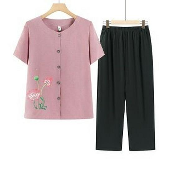 

2026 New Summer Short Sleeve Top for Elderly Women XL