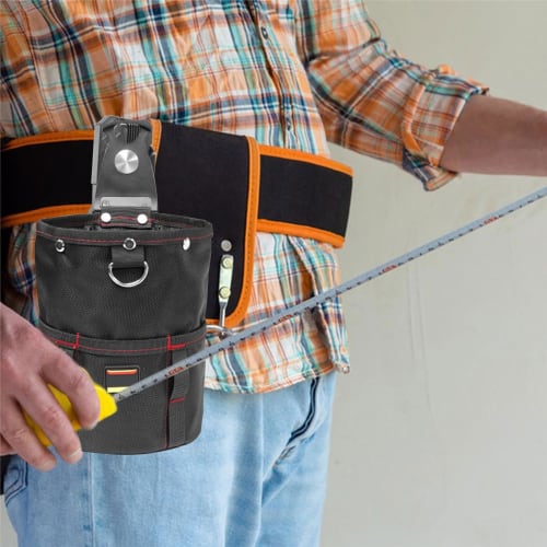 Prudencrose Spring-Loaded Nail Pouch with Quick Opening and Closing! 2-Tier Tool Pouch with Detachable Holder, Ideal for Organizing Small Items, Compa