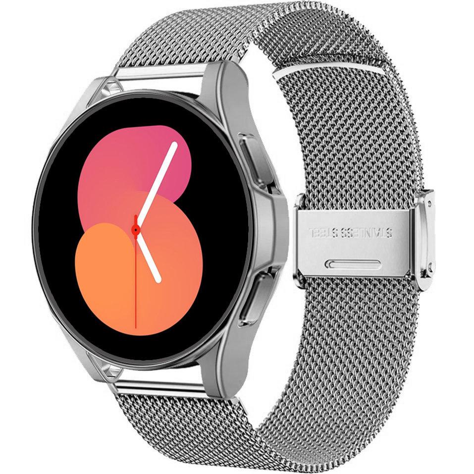 Bracelet + Case with Screen Protector for Samsung Galaxy Watch 5 44mm, Silver