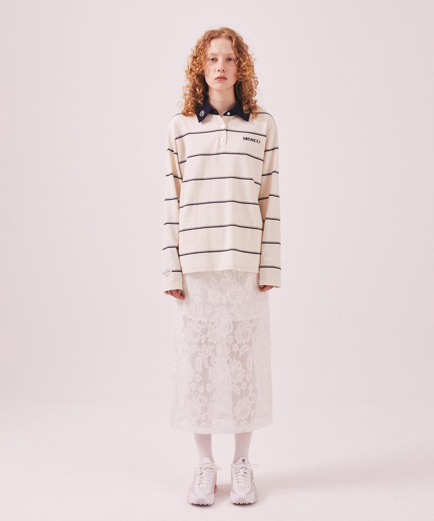 Minasu Mns Striped Cotton Collar T Shirt_Ivory