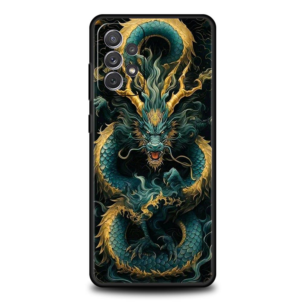 Chinoiserie Loong Flower Dragon Phone Case for Samsung Galaxy A55 A35 A15 A14 A13 A25 A54 A51 A71 A72 A73 A32 A52 A41 Soft TPU